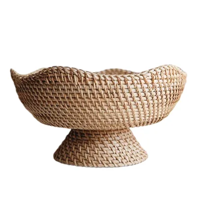Hot Items Natural Large Rattan Bowl Kitchenware Rattan Serving Bowls Food Container Wholesale Made in Vietnam