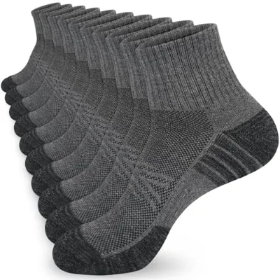 Running Trainer Socks Men 5 Pairs Cushioned Sports Quarter Anti-Blister Anti-Slip Cotton Breathable Wicking Ankle Socks
