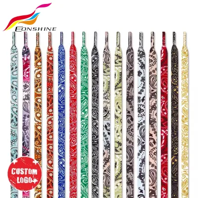 High Quality Double Layer 8mm Paisley Flat Sneakers Shoelace Custom Printed Logo Shoelaces