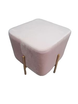 Iron Metal Frame Adjustable Portable Upholstered Velvet Square Ottoman for Hotel and Bedroom Use