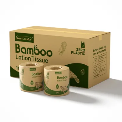 Sweet Carefor Zero Plastic Toilet Paper 100% Plastic Free Packaging Bamboo Bath Tissue ECO Friendly Lotion Toilet Rolls