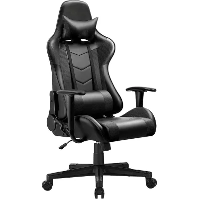 Full Black Height Adjustable Pc Gaming Chair Heavy Duty Bearing Recliner PC Chair 2D Custom Gamer Stuhl for Daily Gaming