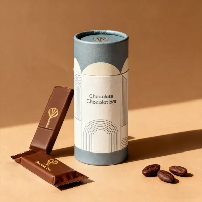 Christmas Chocolate Tube Packaging, Festive Themed Paper Cylinder for Holiday Candy Gifts