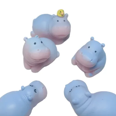 CHENXI Factory Design 8.5g Kawaii Hippo 3D Charms DIY Craft Blue Keychain Accessories Micro Garden Deco Toys for Ages 7-24
