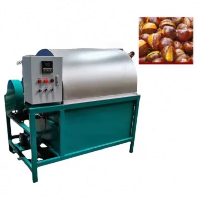 Corn Wheat Industrial Nut & Bean Roaster Machine with Engine and Gearbox for Coffee Sesame Almond Cashew Soybean Corn Wheat