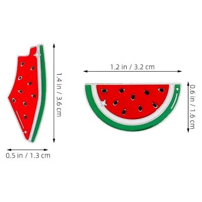 Metal Watermelon Enamel Lapel Pin Custom Palestine Map Shape Badge Palestine Pin
