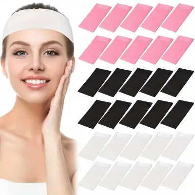 Disposable Headbands Spa Salon Facial Headband Black White Pink Elastic Adjustable Magic Tape Skincare Accessory