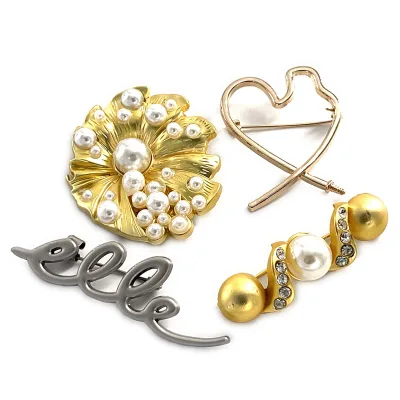Personalized Customized Logo Durable Soft Enamel Gold Plated Trendy Flower Fashionable Zinc Alloy Pearl Rectangle Eco-Friendly