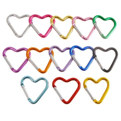 Candy Color Heartshaped Mini Carabiner Clip Aluminum Spring Snap Hook DIY Keychain Bag Charm Jewelry Making Accessories
