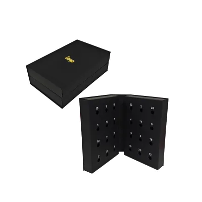 Fashion Lamination Double Door Open Gift Box Custom Black Advent Calendar Blind Box