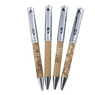 Novelty Gift Pens Phello Cork Wood Leather Fabric Design Pending Products Creative Denim Cork Wrapped Pen with Cork Box