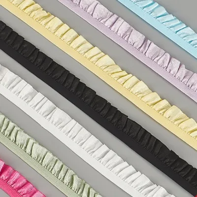 1.5CM Single Face Ruffle Nylon Fringe Stretch Elastic Lace Tape Trim Band for Lace Wedding Dresses