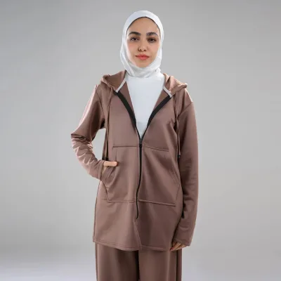 Muslim Activewear 4 Way Stretch Modest Sportswear Gym Fitness LongForm Modest Zip LongForm Modest Zip