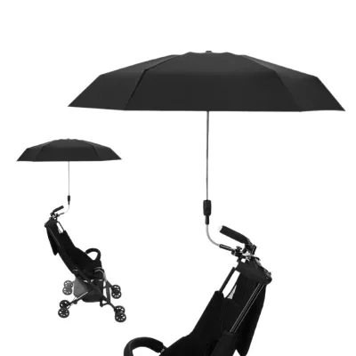 Outdoor Stroller Umbrella for Babies, Children's Sunshade Clamp Umbrella, Black Film Sun protection Umbrella