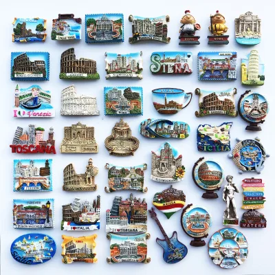 Wholesale Italian Tourist Souvenir Resin-Painted Message Fridge Magnets-European Cultural Design 6-8cm for Travel & Home Decor