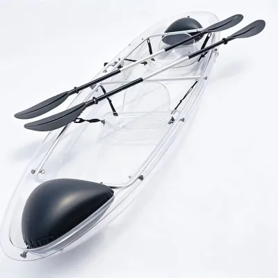 High Transparent Polycarbonate Double People Kayak Crystal Clear Canoe for Beach Scenic Spot Entertainment Use