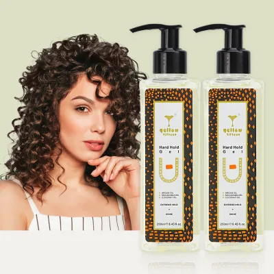 Yellow Fifteen Factory Price Private Label 250ml Leave in All Day Lock Extra Hard Hold Styling Gel for 4c Hair