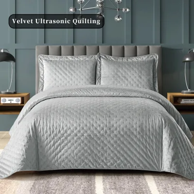 Plain Bed Cover Flannelette Ultrasonic Embossed Polka Dot Bedspread Quilted Quilt With Quilted Seed Sheet