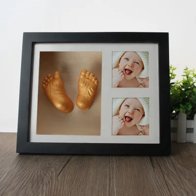 Baby Feet and Hands 3D Model Kit DIY Casting Set With Wooden Photo Frame