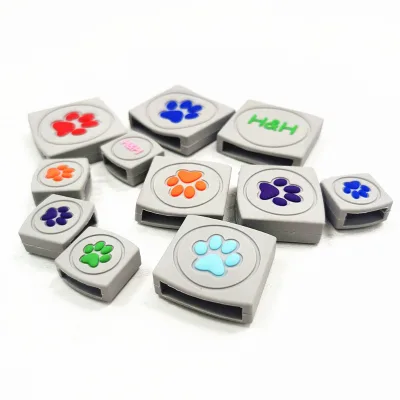 Custom Cute Fashion Professional Design Pet Accessories Silicone Rubber Label for Dog Collar Tag for Dog Automatic Leash