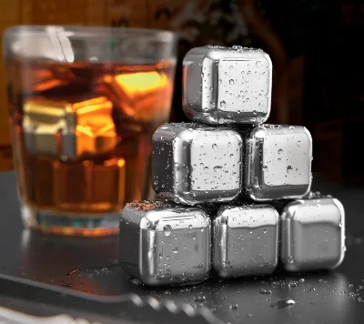 Bar Accessories Reusable Chilling Whiskey Stones 304 Stainless Steel Ice Cubes Whiskey Cubes