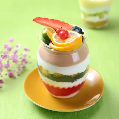 Container Dessert Pudding Cup Lid,yogurt Cup Clear Plastic With Plastic Wholesale Round Shape Disposable Carton Food Package PET
