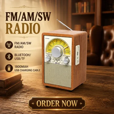 OEM Custom Factory Direct Retro Portable BT AM Radio USB TF Rechargeable 5W CE Certified Home Wholesale Speaker