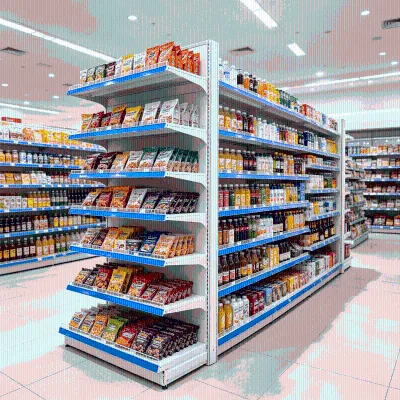 High Quality Double Sided Metal Multi-Shelf Supermarket Rack Shelving System Custom Accessories 450mm Depth 350mm Height 1000mm