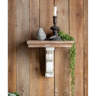 European Style Home Decor Rustic Accent Design Wooden Wall Mounted Display Shelves Rack