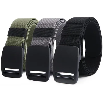 Elastic Leisure Belt Comfortable Breathable OutdoorTactical Waist Belt Nylon Waistband Durable Plastic Buckle Training Belts