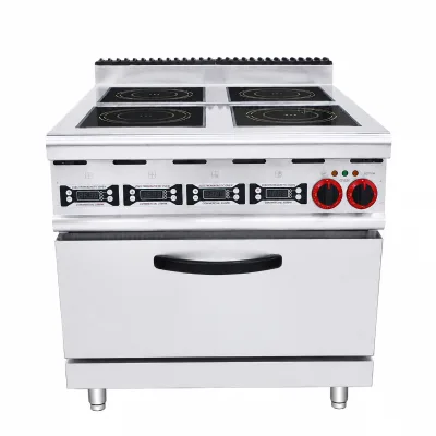 Freestanding Commercial Induction Cooker 4 Zones With Electric Oven Stainless Steel Kitchen Cooking Range for Restaurant Hotel