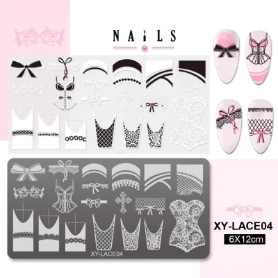 Lace Butterfly Rose Flower Nail Stamping Plate Stainless Steel Transfer Template Ribbon Bow Tie for Manicure Tool DIY Wholesale