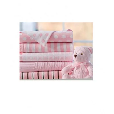 zero Defect High Quality 100% Cotton Polka Dot Jacquard Cable Knitted White pink New Born Baby Security Wrap Towel Blanket