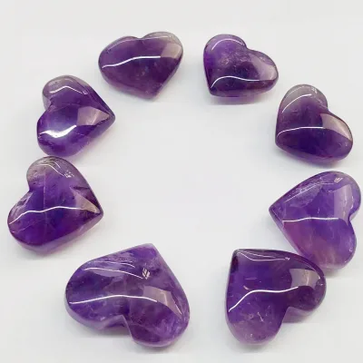 Wholesale Natural Gemstone Healing Crystal Heart Stone Amethyst Purple Citrine Heart