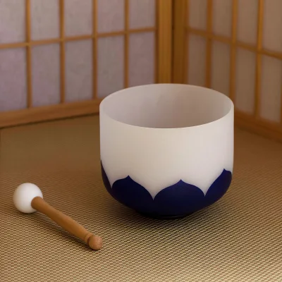 8 Inch Singing Bowl Matte Stress Relief Yoga Meditation Sound Healing with Mallet Rubber Ring Quartz Crystal Music Bowls
