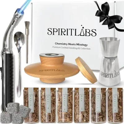 Cocktail Smoker Kit with Torch All-in-One Whiskey Smoker Kit 6 Flavors Wood Chips for Bourbon Old Fashioned for Cocktail
