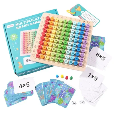 2025 New Hot 3-In-1 Wooden Colored Cylindrical Inserts Multiplication Board Toy for Math Learning Kid Educational Math Toys