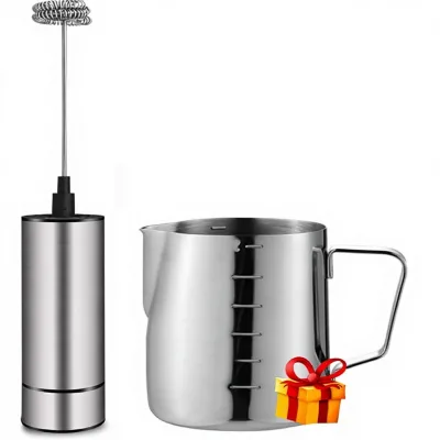 Handheld Battery Operated Plastic Milk Frother 350ml Capacity Compact Design Coffee Latte Cappuccino Frappe Hot Chocolate