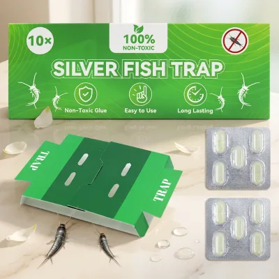 Silver Fish Trap 10 Pack Factory Non Toxic Glue Bait Lure Foldable Tunnel Design Indoor Cabinet Bathroom Bookshelf