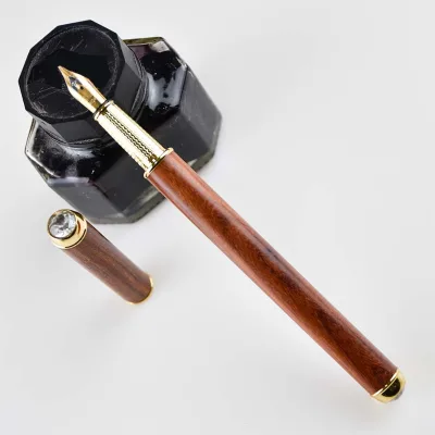 GemFully Wood Office Stationery Vintage Gem Pen Online Custom Big Size Fountain Pens with a Diamond