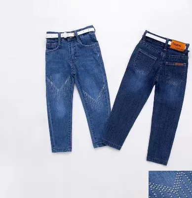 New Model Kids Clothing Diamond Decoration Girls Pants Soft Washed Slim Style Girl Jeans Pants