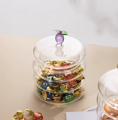 Custom Creative Light Luxury Transparent Glass Storage Jar with Lid Candy Biscuit Storage Jar Dried Fruit Tea Jar