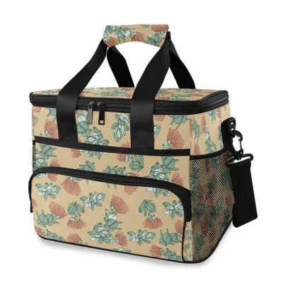 Hawaii Ohia Lehua Design Custom Printed Nylon Food Warm Cold Insulated Tote Beach Cooler Bag With Logo