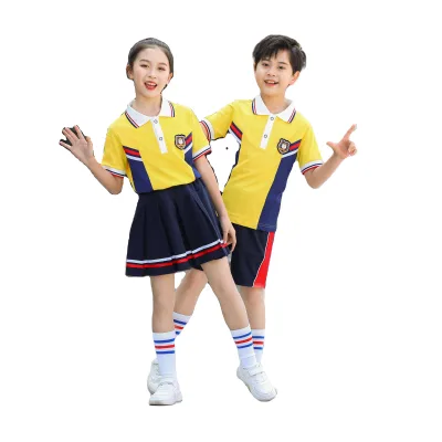 HF Custom Yellow t Polo Shirt Design for Girls With School logo Kids Primary Sport Uniform Manufacturers School Uniform Design