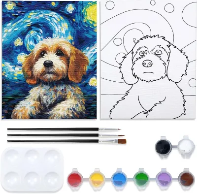 Wholesale Starry Sky Puppy Art Set New Design Canvas Painting Kit for Adults Kids DIY by Numbers Wooden Material Home Decoration