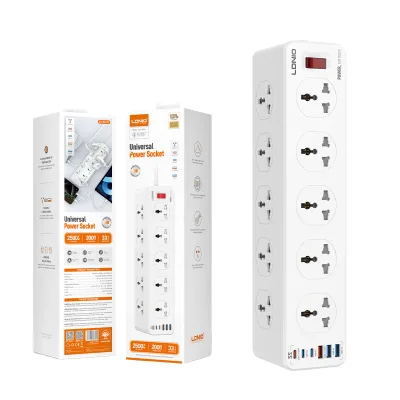 Surge Protector Power Strip 2-Pack 900 Joules 4-Foot Extension Socket with LED Display Overload Protection Black