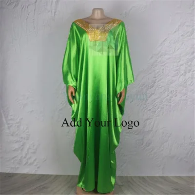 African Woman Dress V-neck Rhinestones African Dresses Women Smooth Rayon Fabric Dresses Women Party