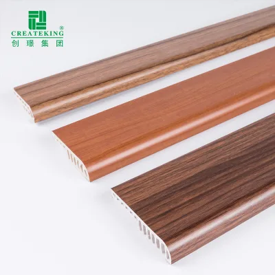 Luxury Home Decor Accessories Wood Grain PVC Baseboard Decorative Plastic Baseboard Profiles for Modern Interior Room Design