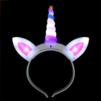 Glow Unicorn Headband Children Adults Light up Led Cartoon Headbands Christmas Halloween Party Luminous Flashing Hairband Favor