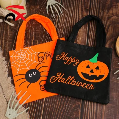 Custom Halloween Gift Bags with Handles Party Favors Pumpkin Witch Nonwoven Bags for Candy Cookies Corporate Events